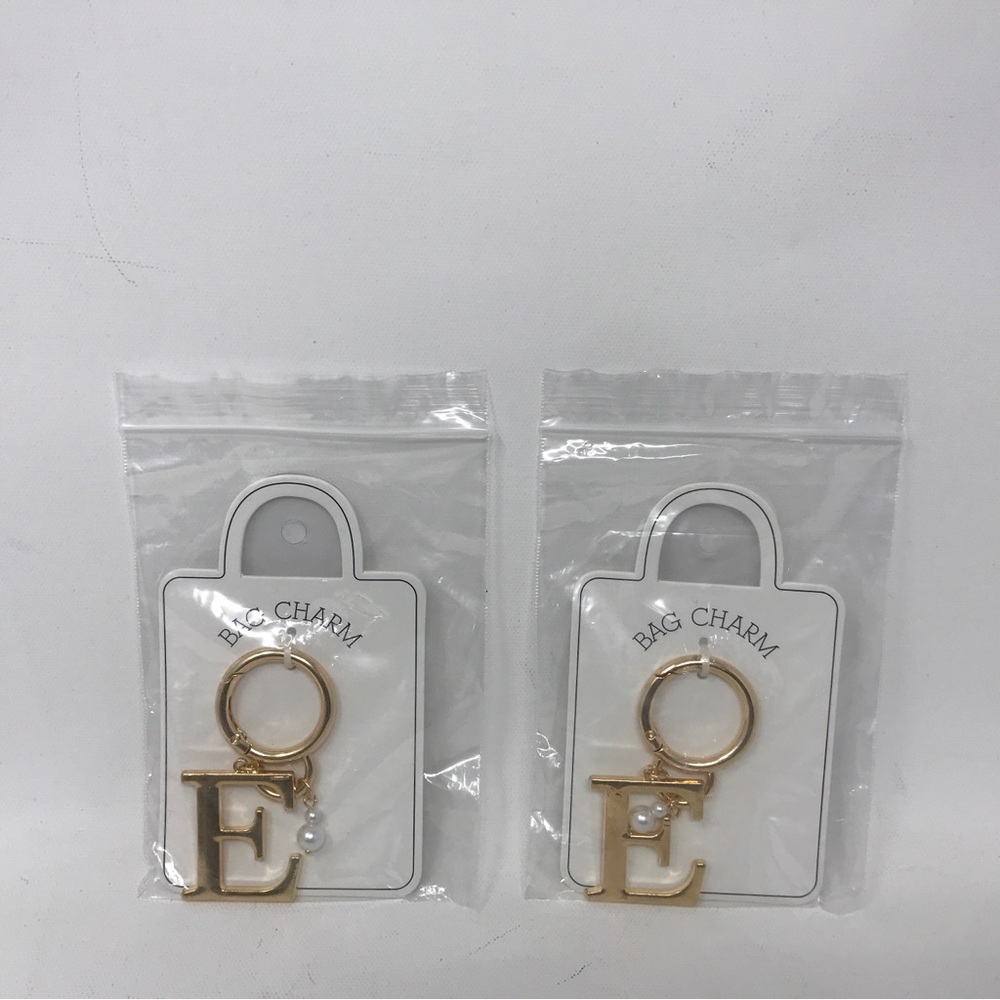 Ella Shea by OK Originals 2 Pack Bag Charms, Goldtone - Letter E